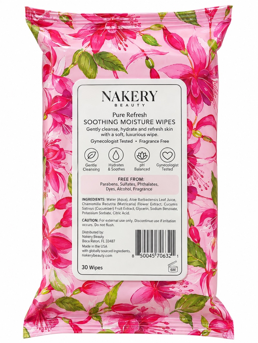 Nakery Beauty Pink Soothing Moisture Wipes — Pure Refresh